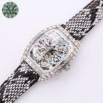 Copy Franck Muller Casablanc Skeleton Dial Diamond Case Tourbillon Leather Watch